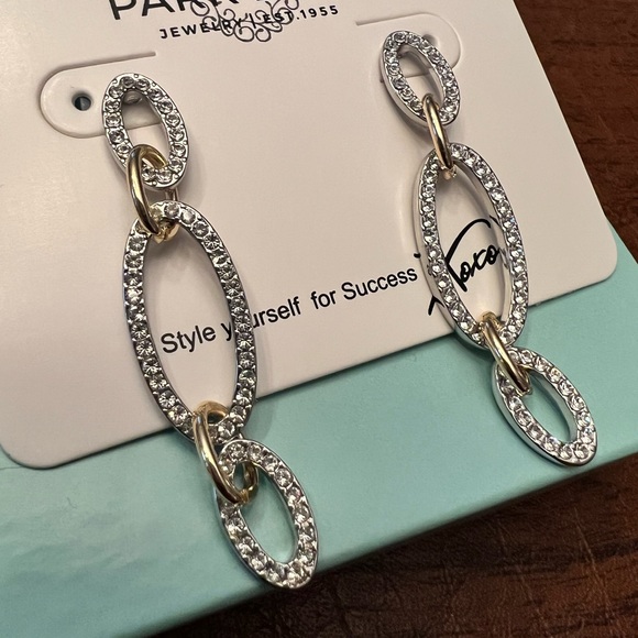 Park Lane Arctic Earrings | Gold and Silver Oval Link Earrings | Jan Sparkle Box - Picture 4 of 6